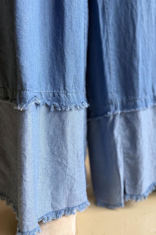 Frisco Deep Cuff Chambray Wide Leg Pant Mid